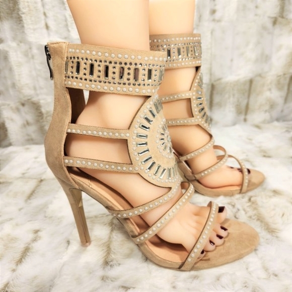Mack J  Nude Closed Back 4.5" High Heel Sandal Shoe Sizes 10 & 11 - Picture 4 of 9